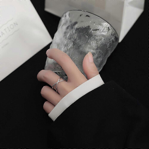 Irregular Silver Ring for Women Thin Wide Adjustable Open Rings Stackable Promise Band Ring Mens Ring 2