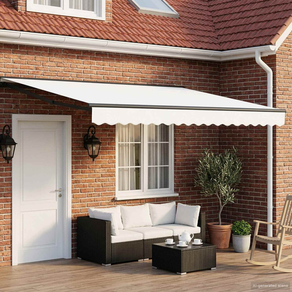 Vidaxl Manual Retractable Awning White 4.5 X 3.5 M