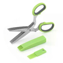 Five-Layer Vegetable Scissors-Stainless Steel Office Shredding Scissors in Green Gray Green Gray