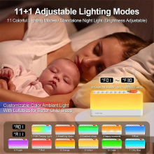 Máquina de sonido de ruido blanco para dormir con 8 altavoces Bluetooth portátiles y luces nocturnas de 12 colores.