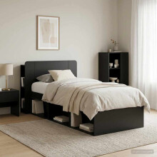 vidaXL Headboard Cabinet with Storage Black Engineered Wood