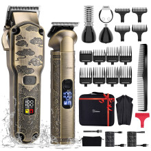 Hatteker Professionelle Haarschneider für Männer Bartschneider und Trimmer Set Wasserdicht T-Blade Trimmer Schnurlos Grooming Kit Bronze