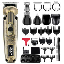 Hatteker Barttrimmer für Männer Haarschneider Elektrischer Rasierer Rasierapparat Schnurloses Wasserdichtes Herrenpflege-Set 8 in 1 bronze