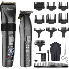Hatteker profi Haarschneider Set Pflegesets Bartschneider Herren T-förmiger Trimmerkopf T-blade Trimmer Präzisionstrimmer IPX7 Wasserdicht