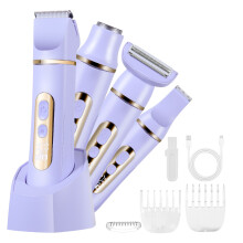 Épilateur HT-597, Tondeuse Rasoir Femmes HATTEKER Tondeuse Visage, 4-en-1, Étanche Violet