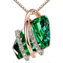 Wish Stone Pendant Necklace with Birthstone Crystal, 18K Rose Gold Plated, 45.72cm + 5.08cm