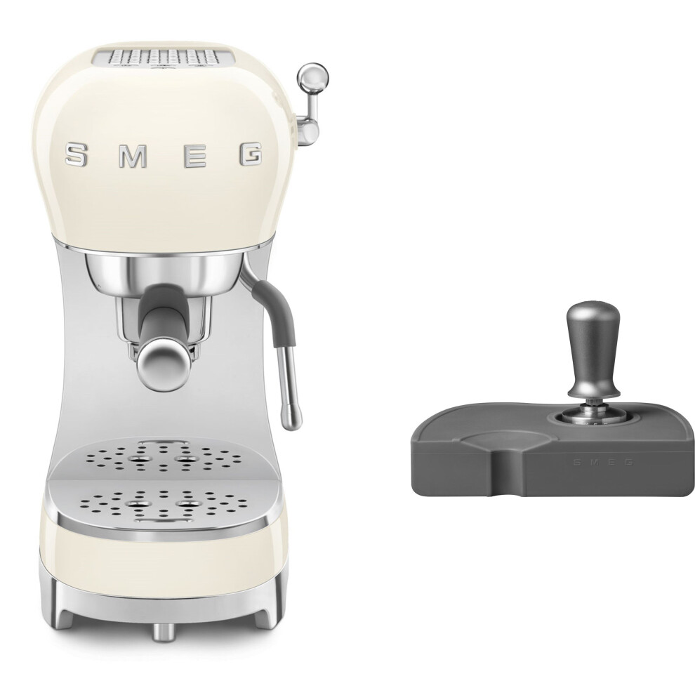 Smeg (Cream) Ecf02 Espresso Machine + Ects01 Coffee Tamper Bundle