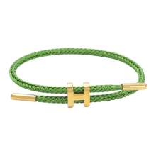 Women's Bracelet Featuring Polished H Shape Buckle and Adjustable Stainless Steel Wire, Ideal for Special Occasions Green