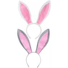 Easter Bunny Ear Headband, 2-Piece Plush Bunny Ear Headband for Halloween Party