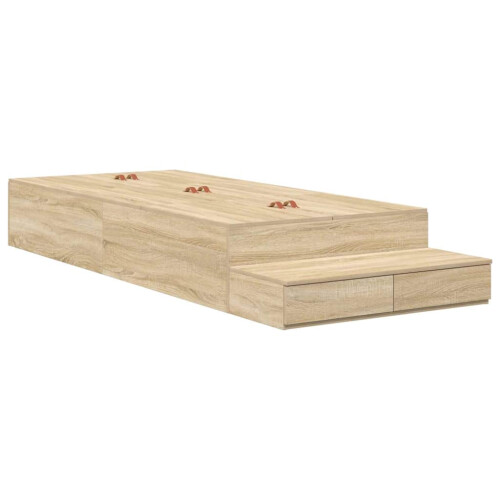 VidaXL vidaXL Storage Bed Frame with Drawer Sonoma Oak 90 cm Engineered Wood 2