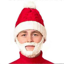 Santa Claus Knitted Hat, Winter Wool Warm Crochet Christmas Hat - Adult Size