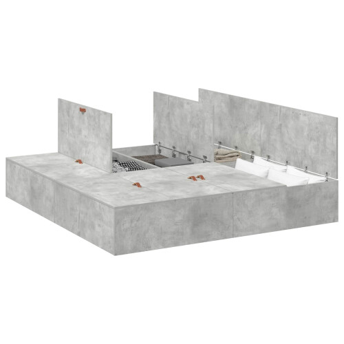 VidaXL vidaXL Storage Bed Frame Concrete Grey 200 x 200 cm Engineered Wood 1