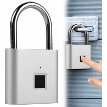 Fingerprint Padlock - Weatherproof USB Charging Fingerprint Padlock for Gym Luggage Warehouse Lockers - Silver