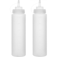 Plastic Squeeze Condiment Bottles - Leak-Proof & Reusable Sauce Bottles with Caps - Perfec(300ml)