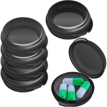 bucăți mici pentru pastile, cutie de călătorie pentru pastile, recipient transparent, mini organizator, cutie rotundă neagră pentru pas