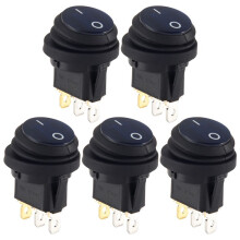 5 pcs 12V 20A Waterproof Round /Off Rocker Car Auto Boat SPST