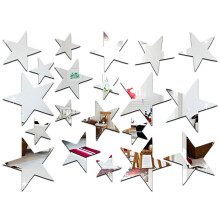 3D Aufkleber, 20 X Star Art Spiegel Wandaufkleber OberfläChe Aufkleber Home Room DIY Art Decor (Silber)
