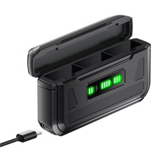 3-Slot LCD USB-C Charger for Hero 13 Battery, Black Battery Charger for 13 Camera Battery