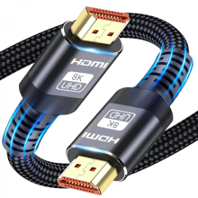 (1M) HDMI 2.1 48 Gbps 8K Ultra High Speed opletený kábel, 4K pri 120 Hz, 8K pri 60 Hz, HDCP 2.2 a 2.3, HDR 10