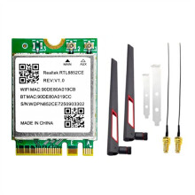 WiFi 6E RTL8852CE M.2 Network Card with 10DB Antenna Wireless BT5.3 802.11AX Adapter 5374M 2.4/5/6GHz for Windows 10/11