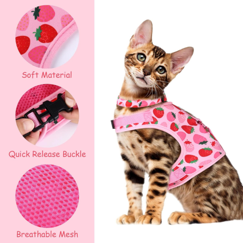 Cat Harness Leash Escape Proof - Cat &amp; Dog Walking Strap, Adjustable, Kitten 1