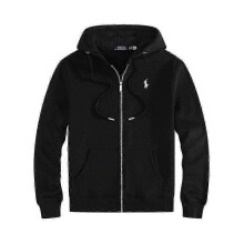 (XL, Black And White Label Hoodie) Men's Embroidered Polo Hoodie Set with Fleece Jacket and Cardigan