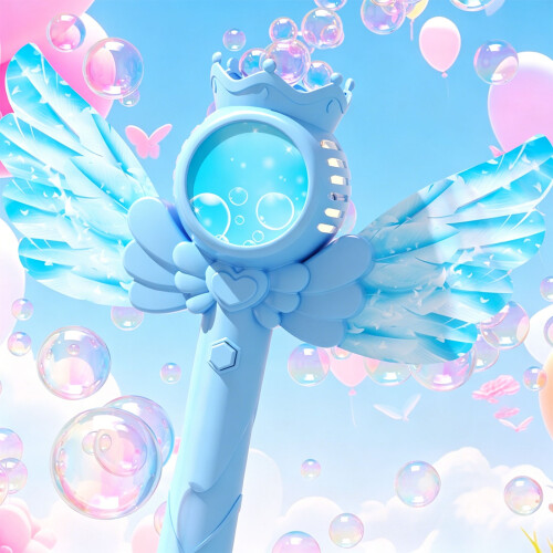 Automatic Bubble Blowing Toy Angel Shape Easy To Use-Pink 2