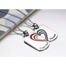 Stainless Steel/925 Sterling Silver Necklace, LGBT Gay Pride Jewelry Rainbow Pendant Necklace Gift for Men/Women