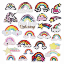 25Pcs Repair Patch Embroidered Cloth Stickers Feather Wind Chime Camel Embroidered Cloth Stickers DIY