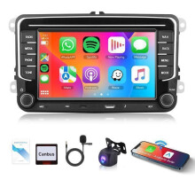 Autoradio Hikity 4G + 64G 7 pouces Android 15 pour VW Golf 5 6 Touran Polo avec CarPlay sans fil, Android Auto, GPS et caméra de recul
