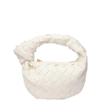(white) Women's Soft Leather Woven Hobo Knotted Strap Bag Purse Shoulder Crossbody Bag