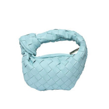 (blue) Women's Soft Leather Woven Hobo Knotted Strap Bag Purse Shoulder Crossbody Bag