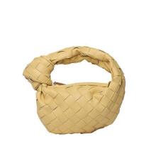 (yellow) Women's Soft Leather Woven Hobo Knotted Strap Bag Purse Shoulder Crossbody Bag