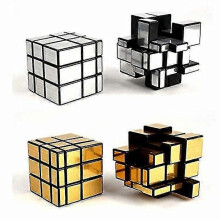 Mirror Speed Cube Puzzle 3x3x3 Gold And Silver Mirror Magic Cube Irregular Speedcubing Set 2 Pack (bebetter)