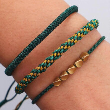 Hand Woven Tibetan Buddhist Braided Knot Bracelet Men Women Lucky Green Rope Bracelet Protection Jewelry