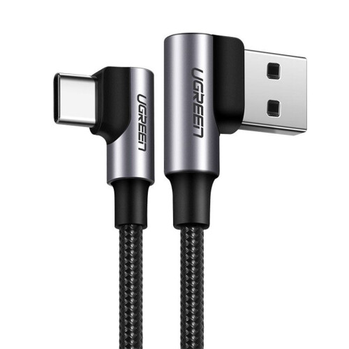 Cabo Ugreen Angular USB-A para USB-C 3A, 1m - Cinza