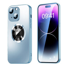 Magnetic Cover do iPhone'a 15 Plus z ochroną obiektywu i widokiem na logo - Niebieski