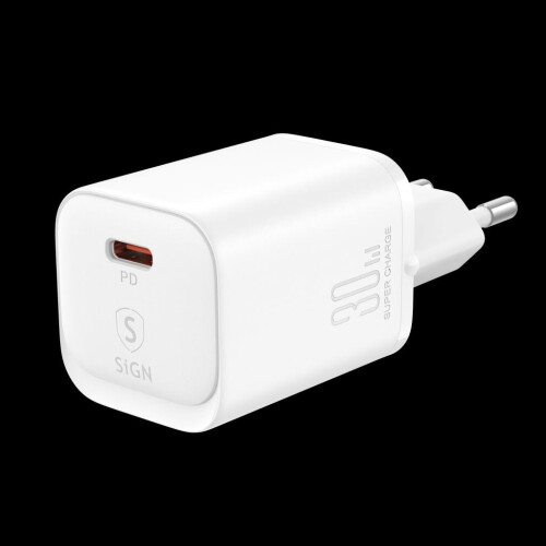 Chargeur rapide à port unique SiGN, 30 W - Blanc