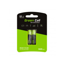 Piles AA rechargeables Green Cell, 2 600 mAh, 1,2 V, paquet de 2