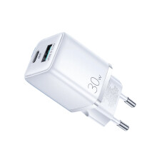 Mini chargeur rapide USB & USB-C, PD & Q.C3.0, 3A, 30W - Blanc