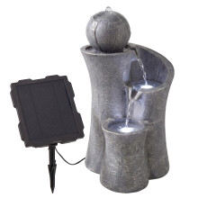 GEEZY Solar Powered Water Feature with LED Lights Outdoor Decor Sphere Garden Fountain