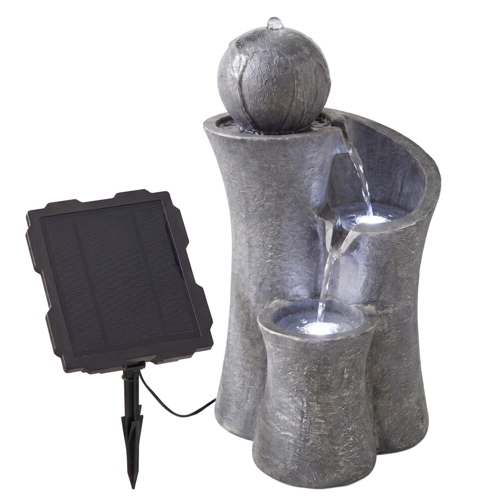 Geezy Solar Powered Water Feature With Led Lights Outdoor Decor Sphere Garden Fountain