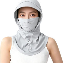 Sun protection mask for takeaway riders, ice silk hood, men's summer riding equipment, full face protection, neck protection hat