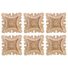 6X Vintage Unlackiertes Holz Geschnitzt Ecke Onlay Applikation Rahmen Hintergrund WohnmöBel Wand Schrank Tür Dekor Dekoration