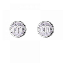 Letter Earrings, Sterling Silver White Cubic Zirconia Small Letter Earrings