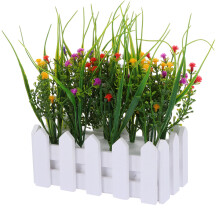 1Dekorativer Künstlicher Blumen-Bonsai Mit Holzzaun Bunt