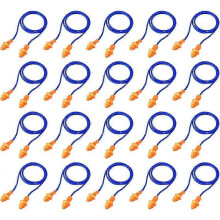 Earplugs with Cord Reusable Silicone Sleep Earplugs Noise Canceling Ear Plugs for Hearing Protection (Blue)20 Pairs