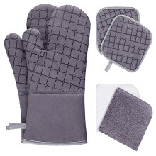 1Set Ovenmittens Katoen Mix Hittebescherming Voor En Bbq