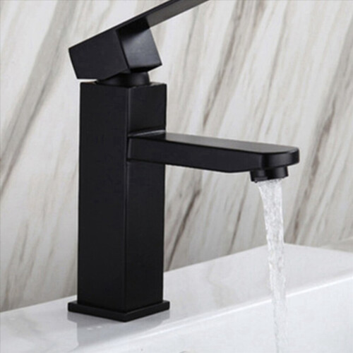 2 rubinetti per lavabo da bagno, acqua calda e fredda, nero opaco. 2