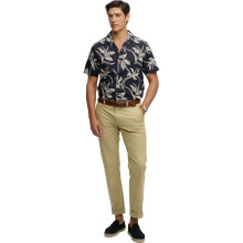 (L, Canna Leaves Navy) Superdry Mens Hawaiian Print Short Sleeve Shirt